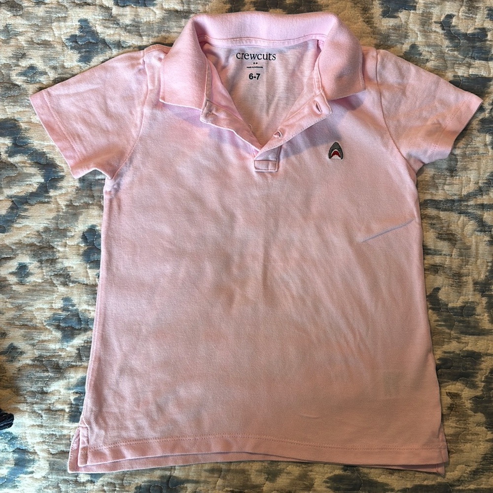 EUC j Crew Crew Cuts boys pink Polo - size 6-7